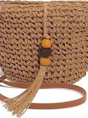 Crossbody Handwoven Straw Bag Ocean Vacation Boho Beach Purse Wicker Adorable